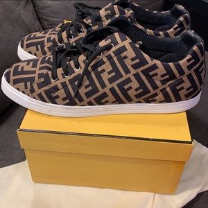 Authentic Fendi FF motif mesh sneakers